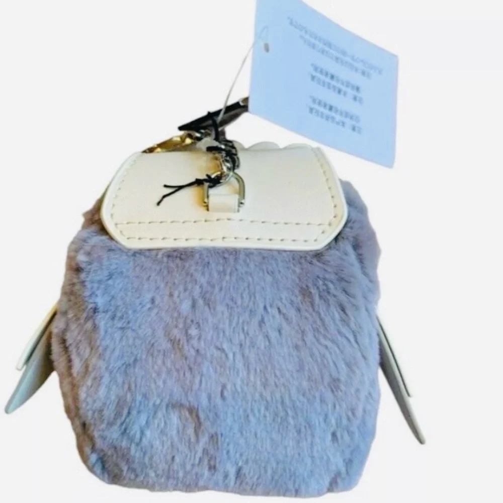 Kate Spade Grey and White Owl Bag charm keychain accessories pouch - NWT